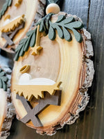 Manger/Nativity 3D Rustic Wood Ornament