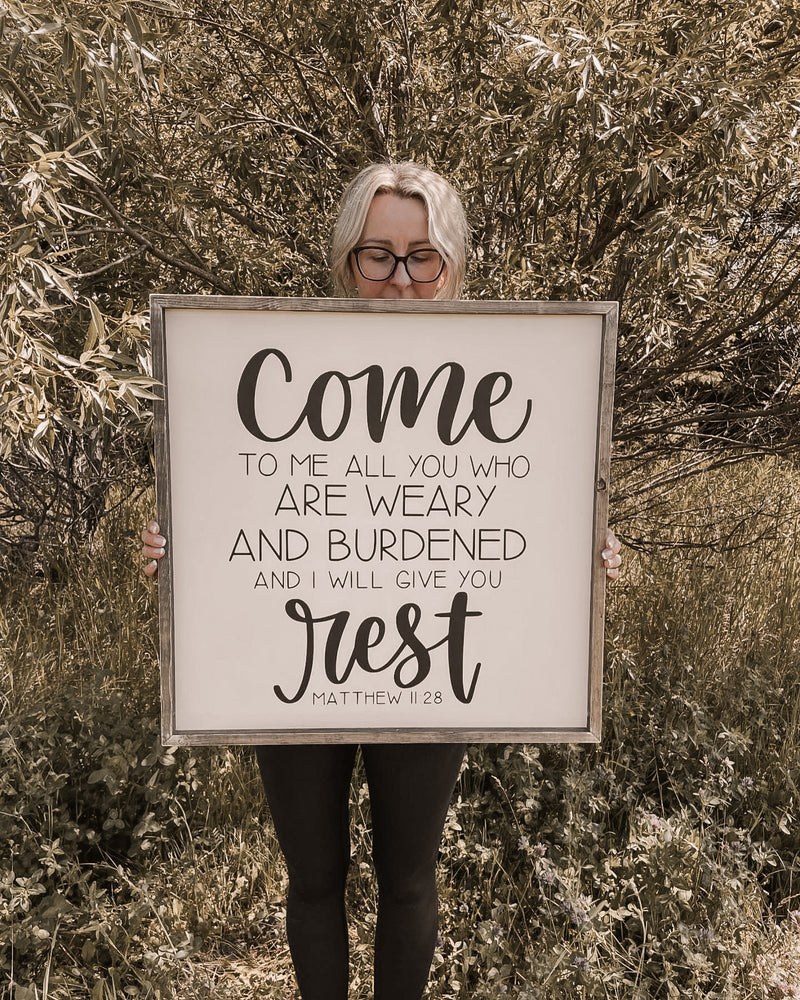 Come To Me Wood Sign • Matthew 11:28
