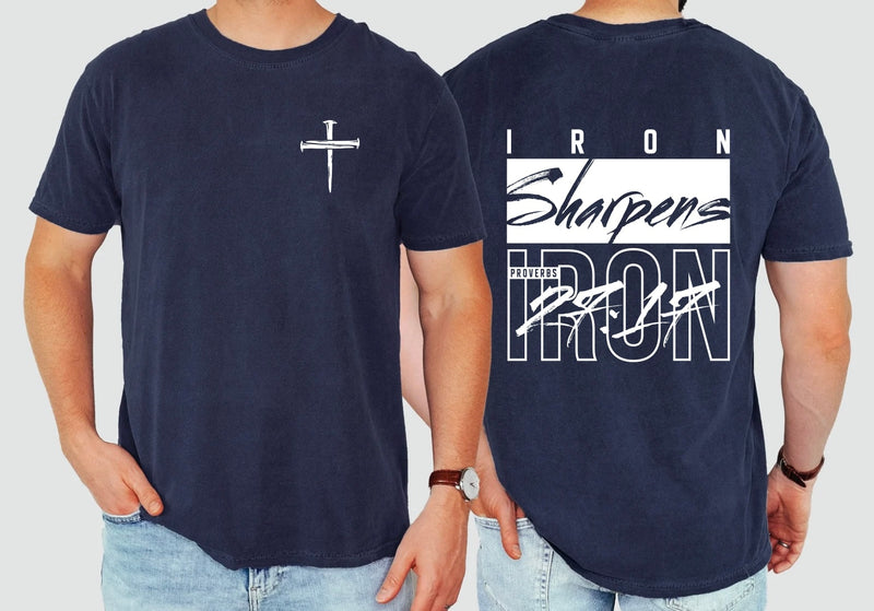 Iron Sharpens Iron Christian Tee • Proverbs 27:17